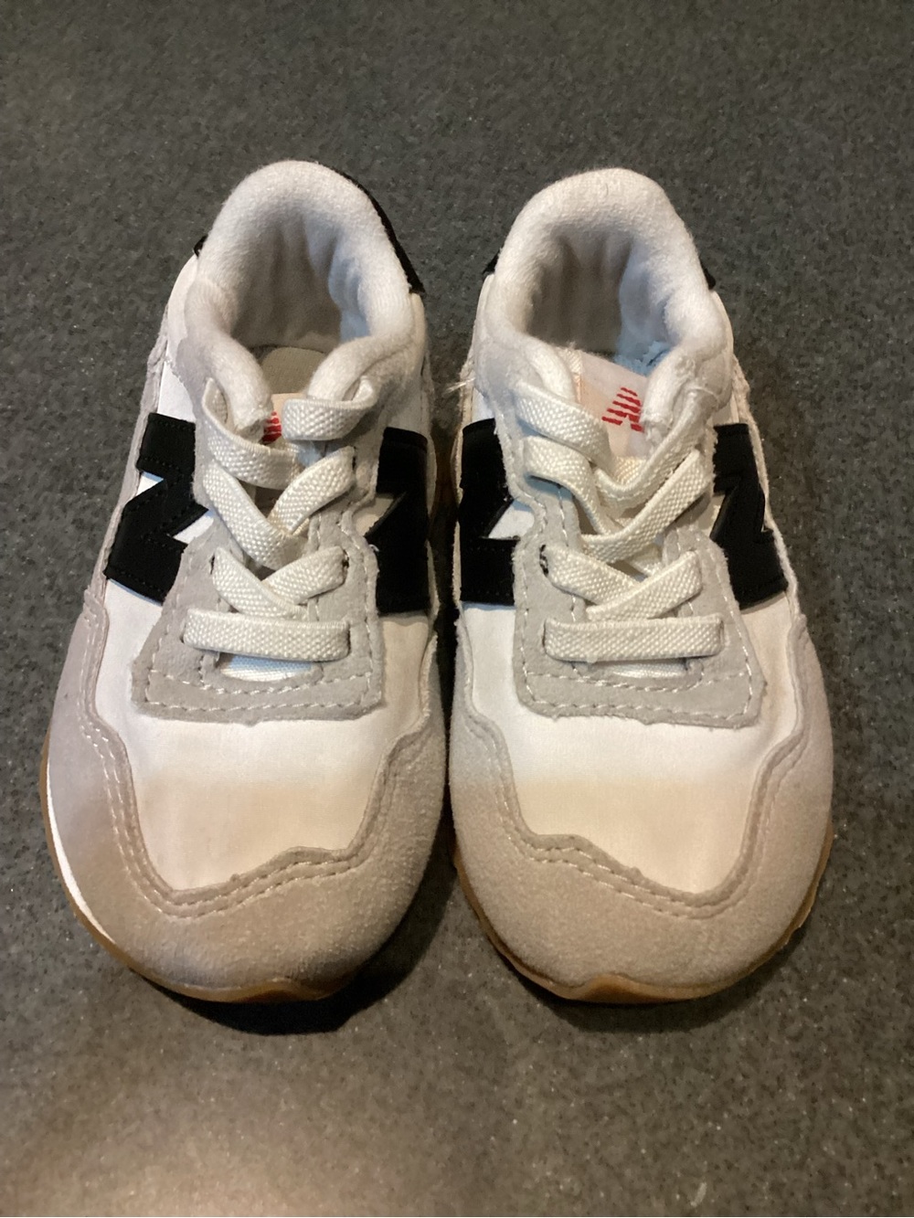 New Balance Kids White, Black & Gray Low-Top Sneakers